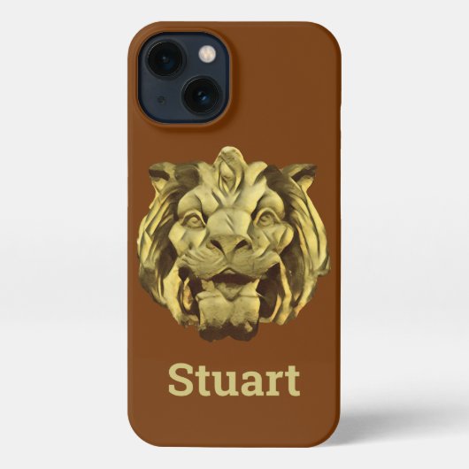 電話ケース – Sculpted Lion Head with Name iPhoneケース (裏面)