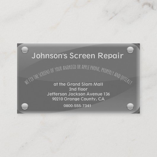 電話スクリーンの修理サービス- buinessカード 名刺 (裏面)