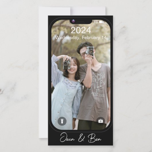 電話スクリーンフォトガールフレンドバレンタインデー シーズンカード (正面)