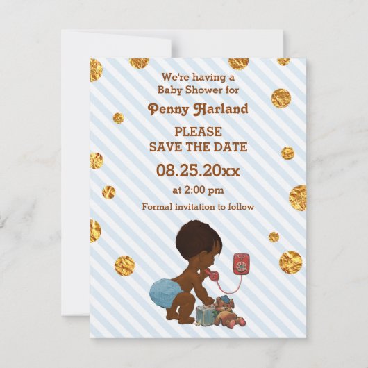 電話ストライプな点の民族の男の子は日付を救います セーブザデート (裏面)