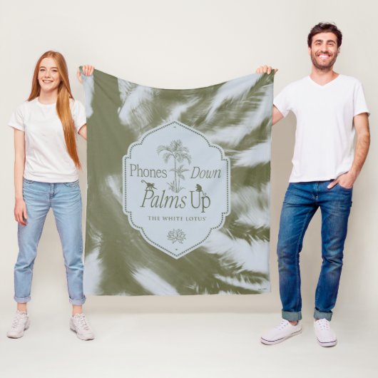 電話ダウン、手のひら上げ – 白い蓮 フリースブランケット (インサイチュ)