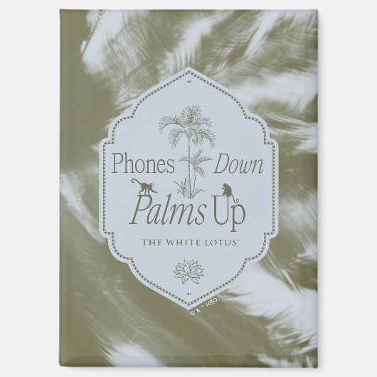 電話ダウン、手のひら上げ – 白い蓮 マグネット (正面)