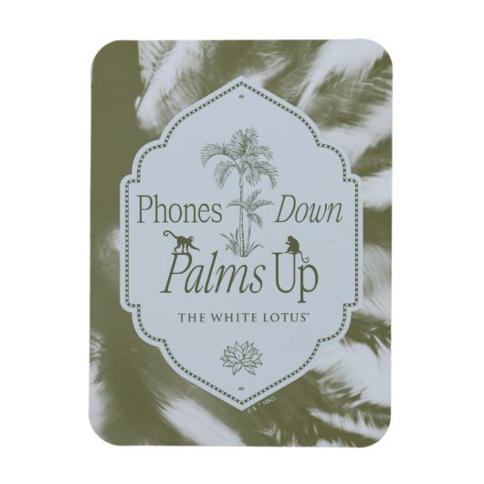 電話ダウン、手のひら上げ – 白い蓮 マグネット (縦)