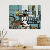 電話テーブルとダックスマティススタイル ポスター (キッチン)