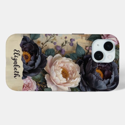 電話パーソナライズされたケースダークパープル牡丹 Case-Mate iPhoneケース (裏面 (横))