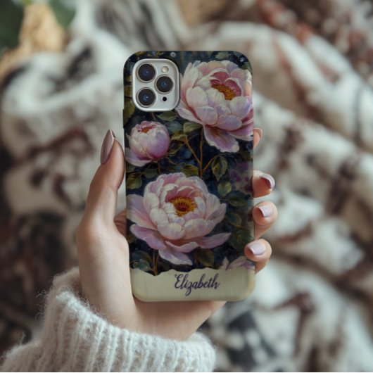 電話パーソナライズされたケースヴィンテージピンク牡丹 Case-Mate iPhoneケース