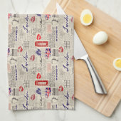 電話ブース付きロンドンをテーマにしたシームレスなパターン キッチンタオル (四つ折り)