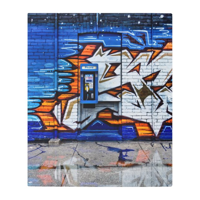 電話ブースNo 12色版反射 メタルプリント (正面)