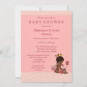 電話ベビーシャワーのシェブロンのベビーのプリンセス 招待状 (裏面)