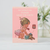 電話ベビーシャワーの保存の女の赤ちゃん日付 セーブザデート (スタンド正面)
