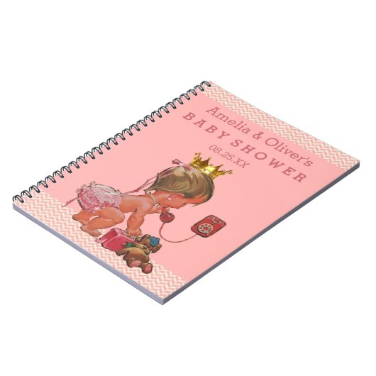 電話ベビーシャワーの来客名簿のスーツケースのプリンセス ノートブック (左側)