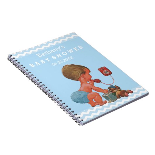 電話ベビーシャワーの来客名簿のヴィンテージの男の子 ノートブック (右側)