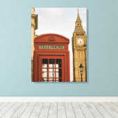 電話ボックスとビッグベンの塔 キャンバスプリント (インサイチュ (ウッドフロア))