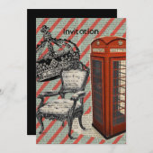 電話ボックスビクトリアンジュビリークラウンロンドン 招待状 (正面/裏面)