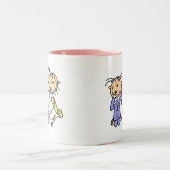 電話マグの女の子上の睡眠 ツートーンマグカップ (中央)