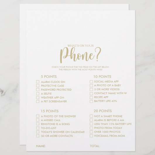 電話ミニマルブライダルシャワーゲーム (正面/裏面)
