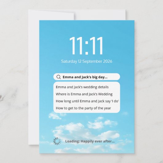 電話モダン画面検索テーマ結婚の 招待状 (正面)