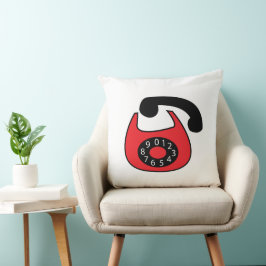 電話ヴィンテージクラシックブラックレッド クッション