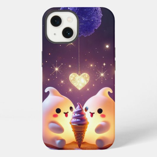 電話不気味ケースのカップル iPhoneケース (裏面)