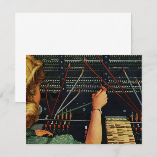 電話交換手、ヴィンテージ ビジネス 招待状 (正面/裏面)