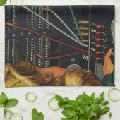 電話交換機オペレーター、ヴィンテージ ビジネス キッチンタオル (折り畳み)