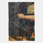 電話交換機オペレーター、ヴィンテージ ビジネス キッチンタオル (縦)