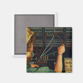 電話交換機、ヴィンテージ業 マグネット (正面/裏面)