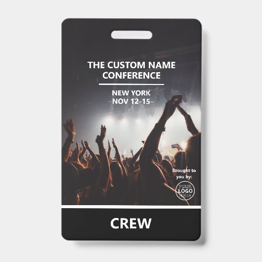 電話会議クルーアクセスパスQRコードカスタム バッジ (正面)