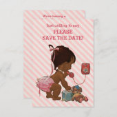 電話対角線のストライプの保存の民族の女の子日付 セーブザデート (正面/裏面)