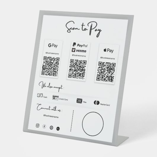 電話最高の台座符号によるQRコードの支払 台座サイン (正面)