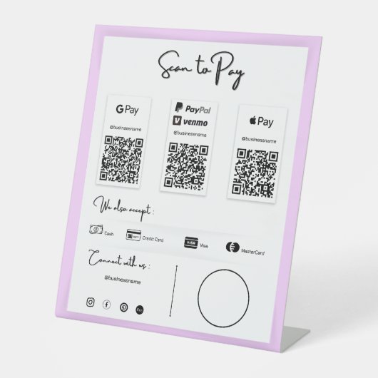 電話最高の台座符号によるQRコードの支払 台座サイン (正面)