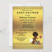電話男女兼用金ゴールドに民族ベビー 招待状 (裏面)