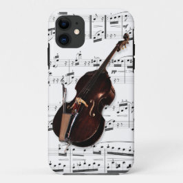 電話箱。 コントラバス及び楽譜。 一突き色 iPhone 11 ケース