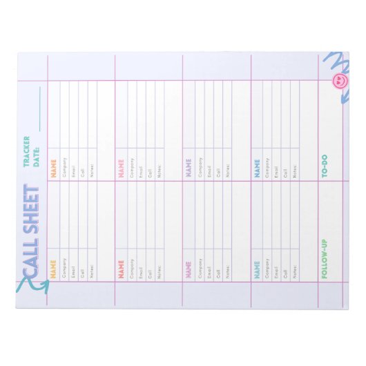 電話追跡メモ帳 ノートパッド (正面)