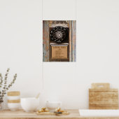 電話 アンティーク 回転式 頑丈な公衆電話 ポスター (キッチン)