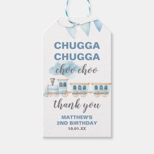 電車ありがとうラベル誕生日赤ちゃんシャワー ギフトタグ (正面)