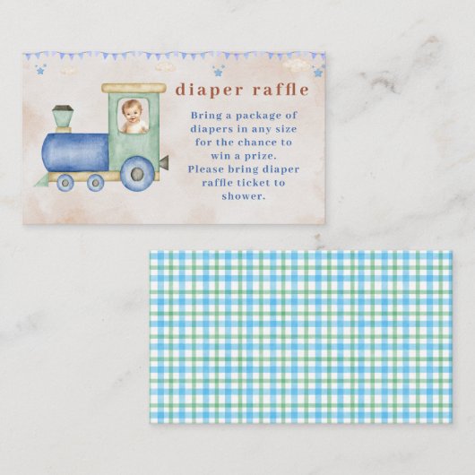 電車おむつラッフルカード |赤ちゃんシャワーのトレーニング エンクロージャーカード (正面/裏面)