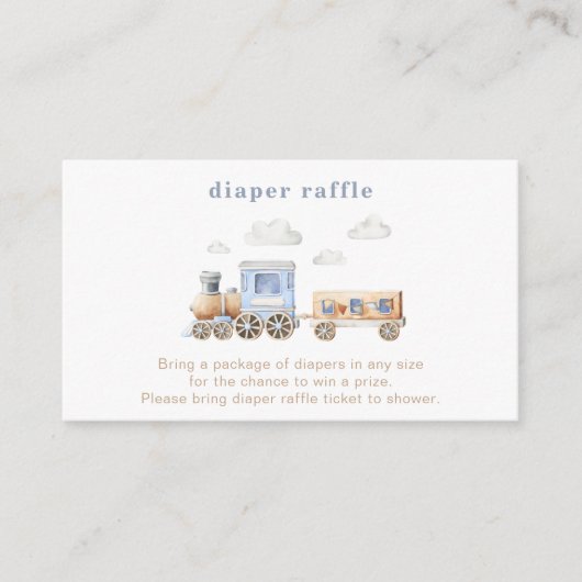電車おむつラッフルカード |赤ちゃんシャワーのトレーニング エンクロージャーカード (正面)