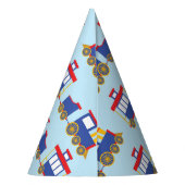 電車かわいいチョーチョ1st誕生日パーティーテーマ パーティーハット (裏面)