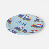 電車かわいいチョーチョ1st誕生日パーティーテーマ ペーパープレート (アングル)