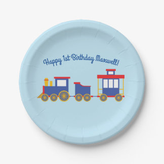 電車かわいいチョーチョ1st誕生日パーティーテーマ ペーパープレート