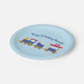 電車かわいいチョーチョ1st誕生日パーティーテーマ ペーパープレート (アングル)