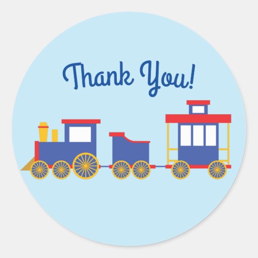 電車かわいいチョーチョ1st誕生日パーティーテーマ ラウンドシール (正面)