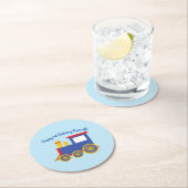 電車かわいいチョーチョ1st誕生日パーティーテーマ ラウンドペーパーコースター (インサイチュ)