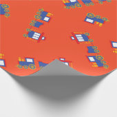 電車かわいいチョーチョ1st誕生日パーティーテーマ ラッピングペーパー (角)