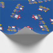 電車かわいいチョーチョ1st誕生日パーティーテーマ ラッピングペーパー (角)