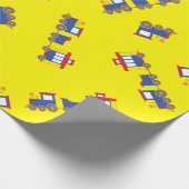 電車かわいいチョーチョ1st誕生日パーティーテーマ ラッピングペーパー (角)