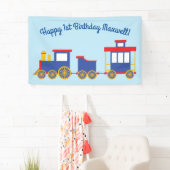 電車かわいいチョーチョ1st誕生日パーティーテーマ 横断幕 (インサイチュ)