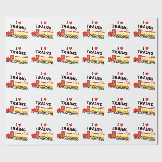 電車が大好き子供の写真と名前のパターン ラッピングペーパー (フラット)