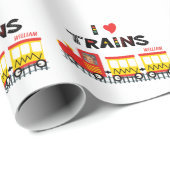 電車が大好き子供の写真と名前のパターン ラッピングペーパー (ロールコーナー)